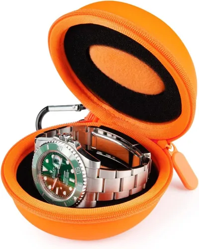 HELMDY Paquete de 2 fundas de reloj de viaje para hombres, organizador de relojes portátil, 1 ranura para mujeres, se adapta a todos los relojes de