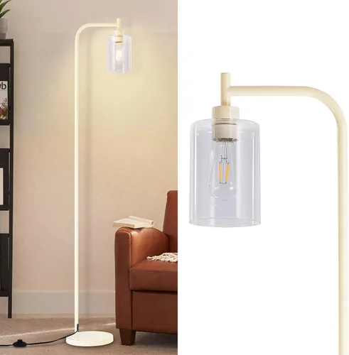 Miniatura 10 de DLLT Lámpara de pie alta para habitación: lámpara de pie negra con pantalla de vidrio transparente para sala de estar - Lámpara moderna brillante