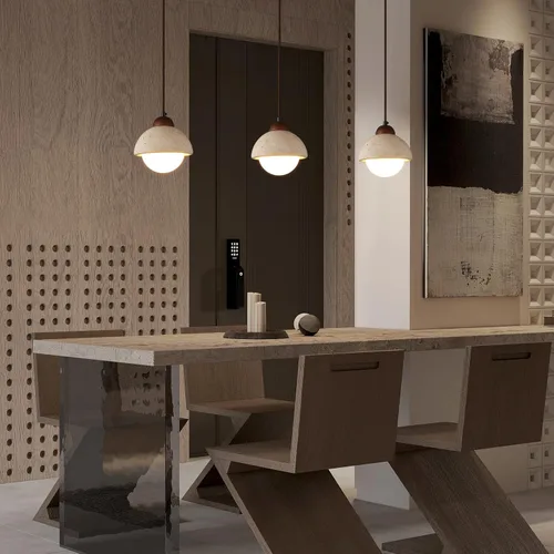 Miniatura 6 de Wabi Sabi - Lámpara colgante de piedra natural nórdica para isla de cocina, lámpara de suspensión de madera para comedor, mesita de noche, entrada