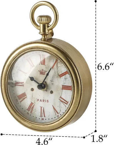 Miniatura 5 de NIKKY HOME Small Vintage Gold Wall Clock 4.6 Inch, Battery Operated Silent Retro Metal Round Analog Clock for Bathroom Kitchen Living Room Bedroom