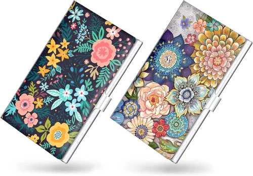 Miniatura 26 de Portafolios de Tarjetas de Visita, Impresión en Color para Hombres y Mujeres, Portafolios de Tarjetas de Negocios Ultradelgados de Metal, Árbol