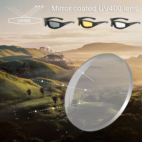 Miniatura 4 de (3 PCS) Gafas para Montar Motocicleta con Almohadillas de Espuma, Gafas Protectoras con Protección UV Anti-Viento A Prueba de Polvo, Gafas de Sol