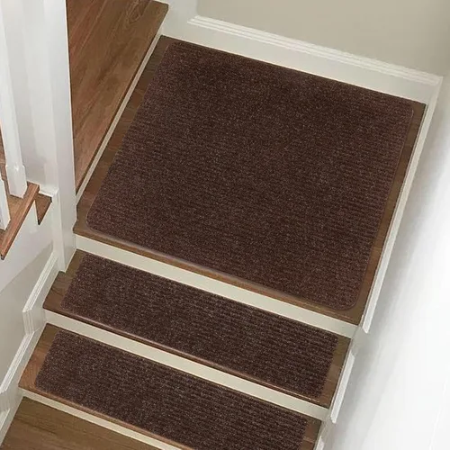 Miniatura 9 de Alfombra antideslizante para peldaños de 31 x 31 pulgadas, alfombra de aterrizaje a juego, antideslizante, resistente al deslizamiento, color negro