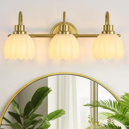 Miniatura 17 de Lámparas de baño (2 luces, 38 cm), luces de tocador mate negras para baño con pantalla de vidrio esmerilado blanco, luces de pared modernas