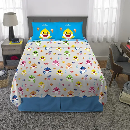 Miniatura 5 de Franco - Juego de sábanas de microfibra súper suave para niños, tamaño matrimonial, Baby Shark