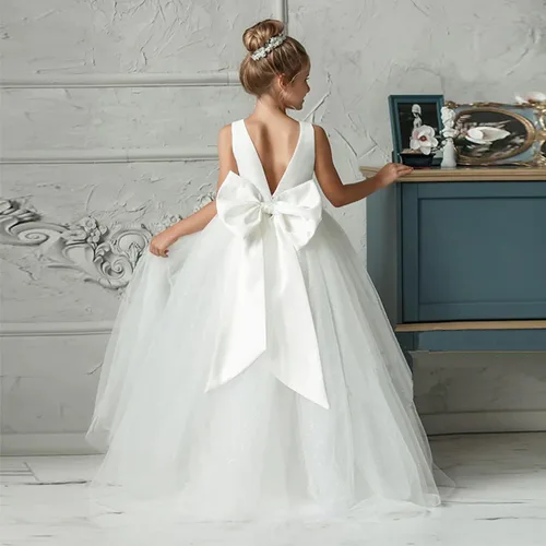 Miniatura 6 de Nileafes Vestido largo de dama de honor para niñas de 4 a 14 años