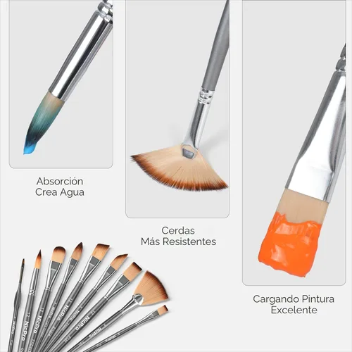 Miniatura 4 de Nicpro Juego de 40 pinceles de pintura, pinceles profesionales de acrílico con cuchillo de paleta y rollo de lienzo, adecuado para pintura acrílica