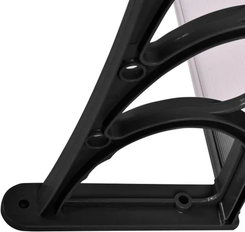 Miniatura 7 de Tangkula Toldo de ventana de 40 x 40 pulgadas, moderno toldo de policarbonato para puerta delantera, cubierta de puerta de ventana para lluvia, Negro