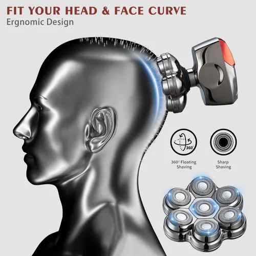 Miniatura 2 de Afeitadoras de cabeza para hombres calvos, afeitadora magnética desmontable mejorada, IPX7, impermeable, para hombres y mujeres, pantalla LED 7D