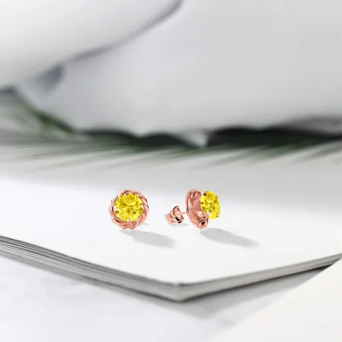Miniatura 457 de Gem Stone King Aretes de plata de ley 925 de 0.236 in con piedra natal redonda para mujer
