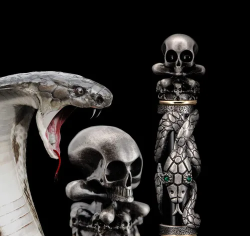 Miniatura 3 de Jinhao Snake Roller - Bolígrafo de metal, color negro con cabeza de calavera