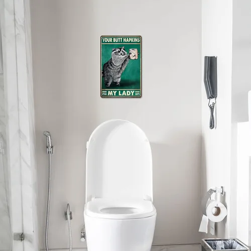 Miniatura 2 de Mapache gótico divertido medieval servilletas de baño retro póster inodoro cueva bar hogar café decoración pared cartel 8x12 pulgadas