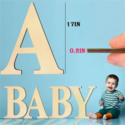 Miniatura 2 de Letras de madera grandes de 17 pulgadas, letra grande de madera pintable para manualidades, letra del alfabeto de madera en blanco sin terminar