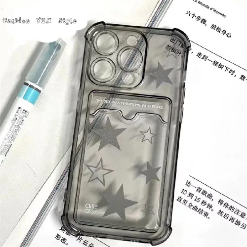 Miniatura 4 de Funda compatible con iPhone 11, funda suave coreana Y2K Star con ranura para tarjetero, bonita funda protectora kawaii transparente a prueba de Para