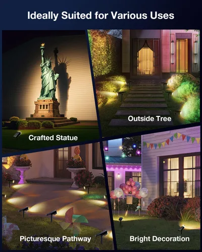 Miniatura 4 de Foco de energía solar para exteriores, impermeable, iluminación LED para patio, árbol, plantas, paredes, camino, jardín, estatuas, brillo ajustable
