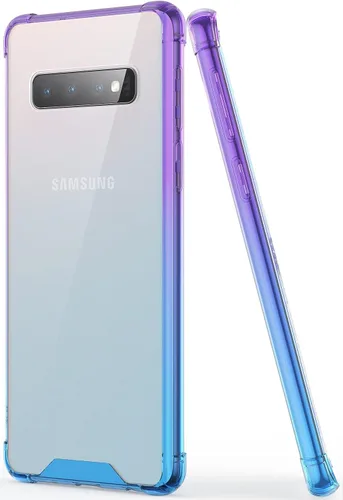 Miniatura 8 de Funda para Galaxy S10 (no Plus), transparente y bonita funda delgada con degradado para teléfono, TPU reforzado, parte trasera de policarbonato azul