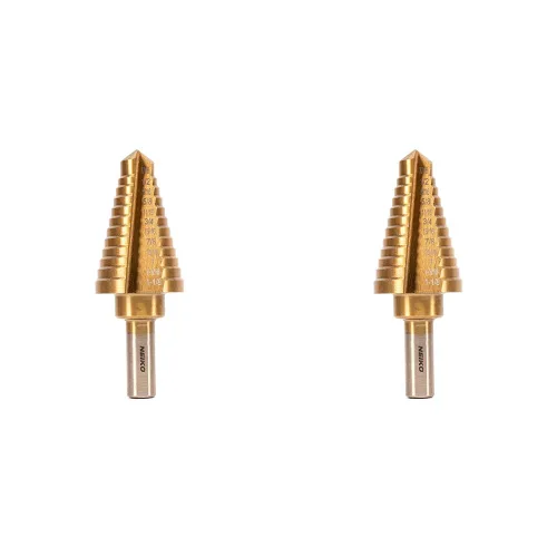 NEIKO Broca escalonada de titanio 10189A, broca de acero de aleación de alta velocidad, expansor de agujeros para madera y metal, 12 tamaños de paso