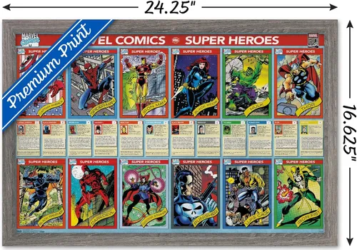 Miniatura 3 de Trends International Marvel Comics - Marvel 80th Anniversary - Cards Wall Poster, 14.725" x 22.375", Barnwood Framed Version