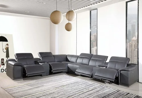 Miniatura 79 de BlackJack Furniture Venice - Juego de sofá reclinable seccional de cuero italiano de grano superior de 12 piezas con 4 reclinables eléctricos
