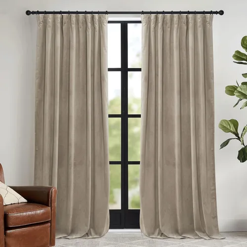 Miniatura 10 de RYB HOME Cortinas elegantes de terciopelo verde de 108 pulgadas de largo, bloqueo de luz, aislamiento térmico, elegantes cortinas de terciopelo