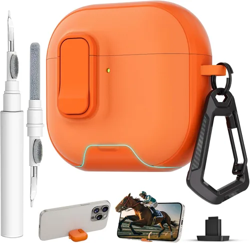 Miniatura 23 de Funda para AirPods Pro 3 con cerradura, textura de piel TPU duradera, antipérdida y a prueba de golpes, accesorios con kit de limpieza en llavero