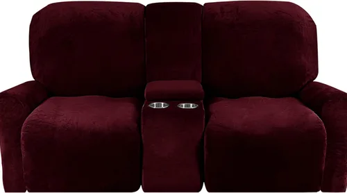 Miniatura 14 de Funda reclinable de terciopelo para sofá biplaza con consola central, fundas elásticas para sillas reclinables, funda suave para consola central