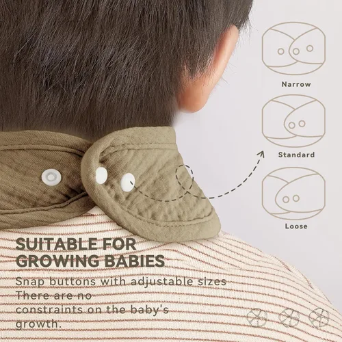 Miniatura 4 de Baberos de muselina para bebés para niños y niñas, baberos de algodón para babeo, baberos ajustables para recién nacidos para babeo y dentición 8