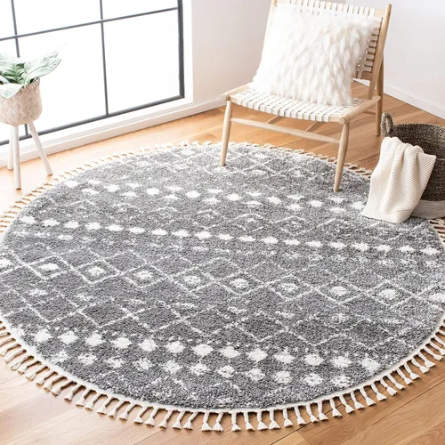 Miniatura 27 de SAFAVIEH Berber Fringe Shag Collection - Alfombra decorativa de 2 pies 2 pulgadas x 4 pies, color crema y gris oscuro, diseño que no desprende
