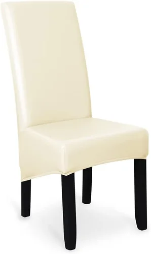 Lygooh Fundas impermeables de piel sintética para silla XL para comedor, cocina, respaldo alto elástico, lavable, fundas de asiento extraíbles -