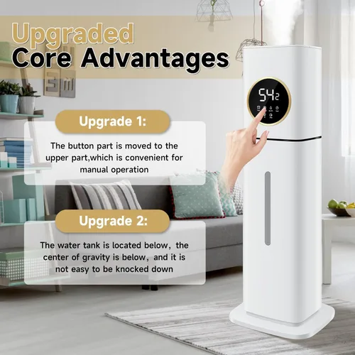 Miniatura 7 de Humidificador para habitaciones grandes, 8L/2.11 galones humidificadores de llenado superior de torre de niebla fría y cálida, humidificadores