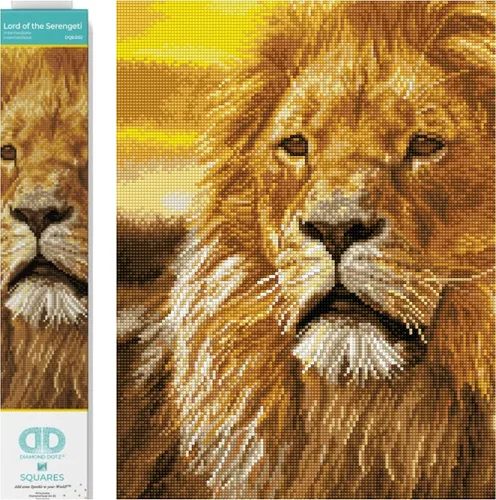 DIAMOND DOTZ ® - Lord of The Serengeti, taladro completo, puntos cuadrados, kits de pintura de diamantes cuadrados, pintura de diamante cuadrado,