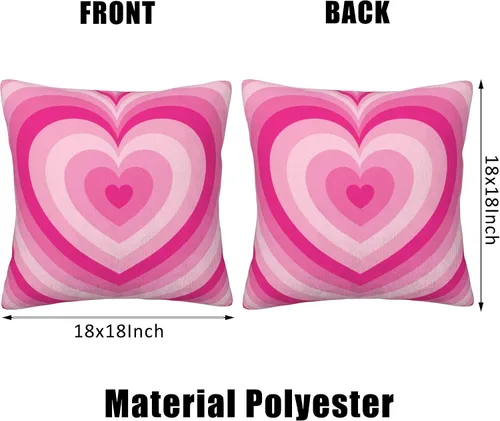 Miniatura 2 de Juego de 2 fundas de almohada decorativas con forma de corazón rosa de 18 x 18 pulgadas, fundas de almohada cuadradas suaves y decorativas