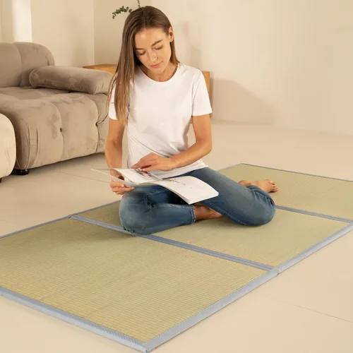 MustMat Tatami Mat - Colchón de futón japonés, colchón portátil de tatami plegable, marco de cama Rush Grass (individual XL)