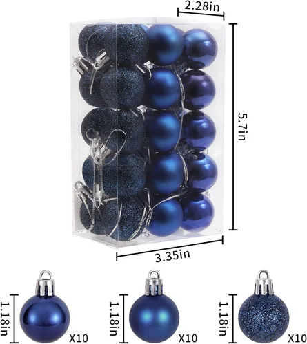 Miniatura 2 de GOODLYGHTS 30 Adornos de Bola de Navidad, 1.18" Decoraciones de Árbol de Navidad Irrompibles, Bola Colgante Perfecta para Decoración de Fiestas