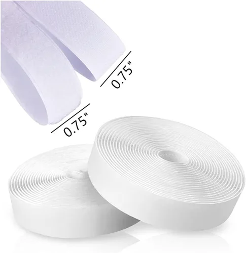 Miniatura 2 de Cinta de velcro autoadhesiva blanca de 0.75 pulgadas x 82 pies - Cinta de sujeción con respaldo adhesivo para papelería y uso doméstico