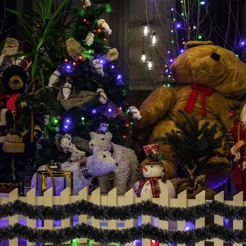 Miniatura 7 de Ceenna Guirnalda de oropel de Navidad de 150 pies, guirnalda metálica giratoria, brillante para colgar en el árbol de Navidad, suministros de Negro