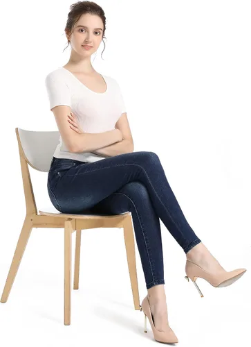 Miniatura 5 de CJH DREAM Pantalones de mezclilla de algodón con cordón elástico y cordón elástico para mujer, de cintura alta, a la moda, Jeans para mujer