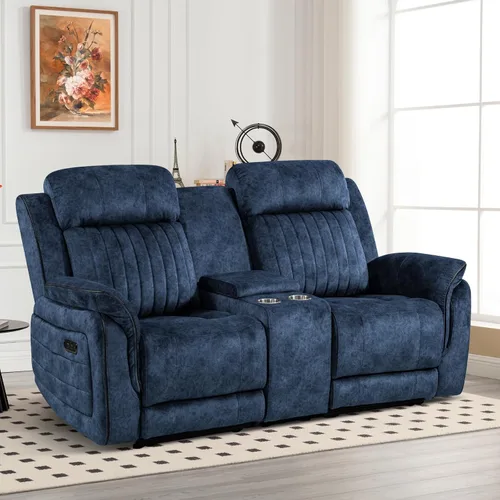 Miniatura 16 de Sofá reclinable eléctrico con gravedad cero, sillón reclinable eléctrico con reposacabezas ajustable, carga inalámbrica, puertos USB/C, sofá Azul