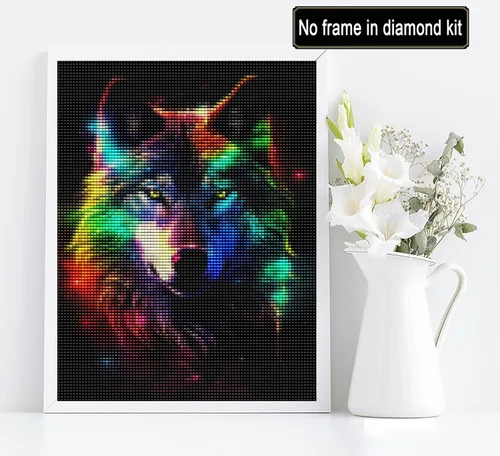 Miniatura 2 de Diymood Kits de pintura de diamantes 5D para niños y adultos, lobo - Kits de arte de diamantes para niños y adultos coloridos Taladro completo