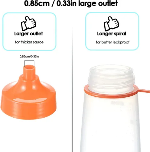 Miniatura 2 de Botellas de plástico para condimentos para salsas de boca ancha, dispensador de botellas para aderezo de ensalada, aceite de cocina, salsa
