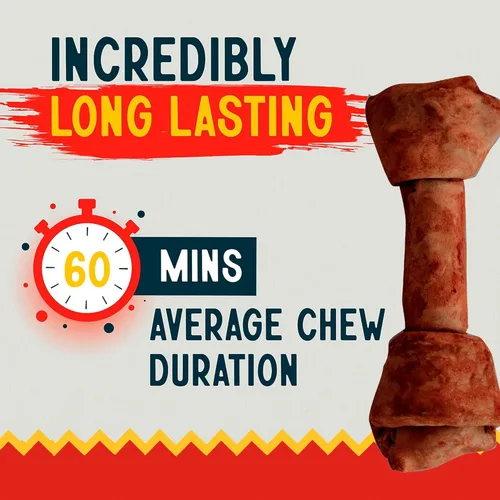 Miniatura 2 de Canine Chews Huesos de cuero crudo anudados de carne de res de 8 a 9 pulgadas para perros grandes, huesos de cuero crudo duraderos para perros