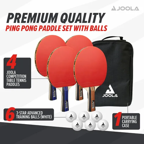 Miniatura 2 de JOOLA Juego Avanzado Premium de Palas de Ping Pong Set de 4 - Palas Profesionales de Tenis de Mesa, 6 Pelotas Avanzadas de Entrenamiento de Ping