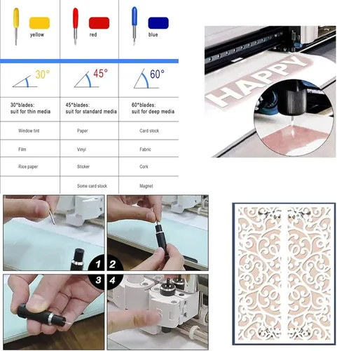 Miniatura 4 de 50 cuchillas de repuesto compatibles con máquinas de corte Explore Air 2/Air 3/Maker/Maker 3, 10 cuchillas de punta fina, 20 cuchillas estándar, 20