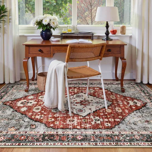 Miniatura 295 de Lahome Alfombra Bohemia Tribal Lavable de 3 x 5, Alfombras Antideslizantes para Entrada, Dormitorio, Sala de Estar, Vintage, Ultra Suave, No