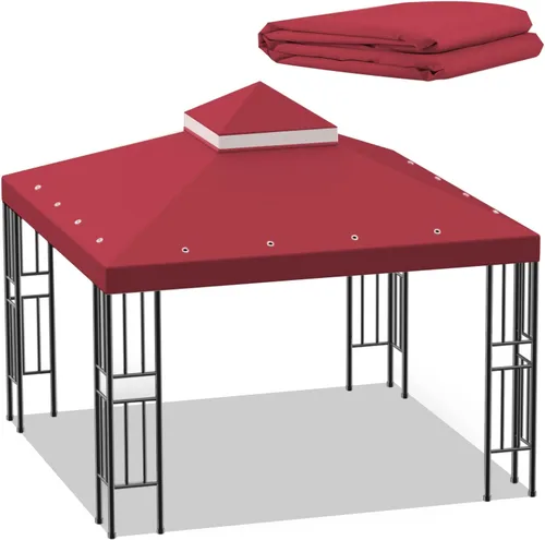 Sumfaller - Toldo de repuesto para cenador de 10 x 10 pies, cubierta superior de doble nivel para cubierta de techo de barbacoa al aire libre, Rojo