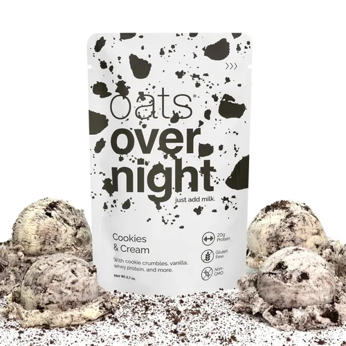Miniatura 7 de Oats Overnight Galletas y Crema - Avena durante la noche con 20 g de proteína de suero, batido de proteína de desayuno alto en fibra - Harina