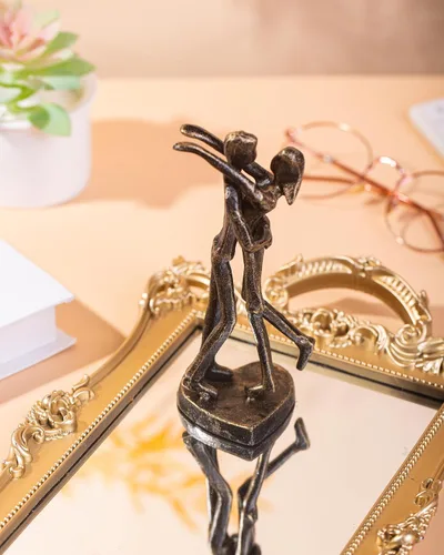 Miniatura 3 de Regalo de escultura de hierro para 6º aniversario, estatua romántica de pareja para ella, decoración de metal negro hecha a mano, boda, San