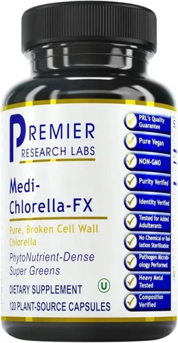 Premier Research Labs Medi Chlorella-FX - Cápsulas de clorofila, cápsulas de clorofila, píldoras orgánicas para mujeres y hombres, suplemento de
