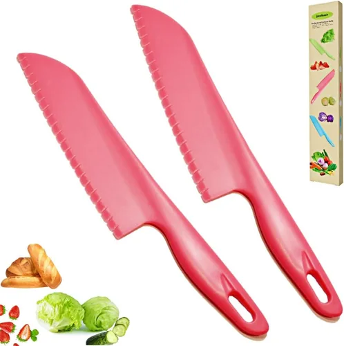 Miniatura 8 de jawbush Cuchillo de plástico para verduras, cortador de pizza de borde dentado de 11 pulgadas con mango antideslizante para cocina, pizzas