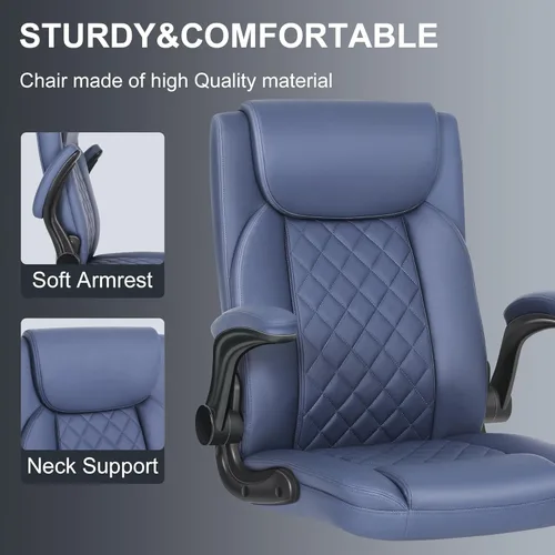 Miniatura 5 de Misolant Silla de dibujo con anillo reposapiés, silla de oficina alta para escritorio de pie, silla de pie con altura ajustable y reposabrazos Azul